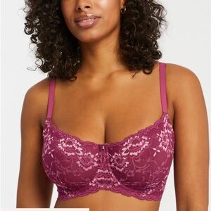 Montelle Demi Cup Lace Bra - Cranberry/Marroon